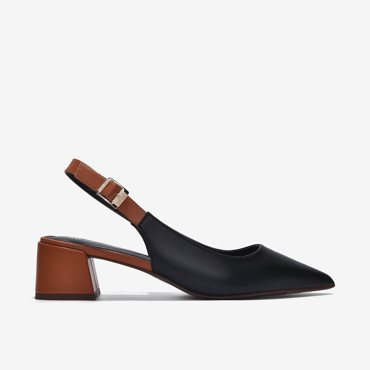 Giày Cao Gót Slingback Đông Hải Phối Màu-G81R9Đen Color1First