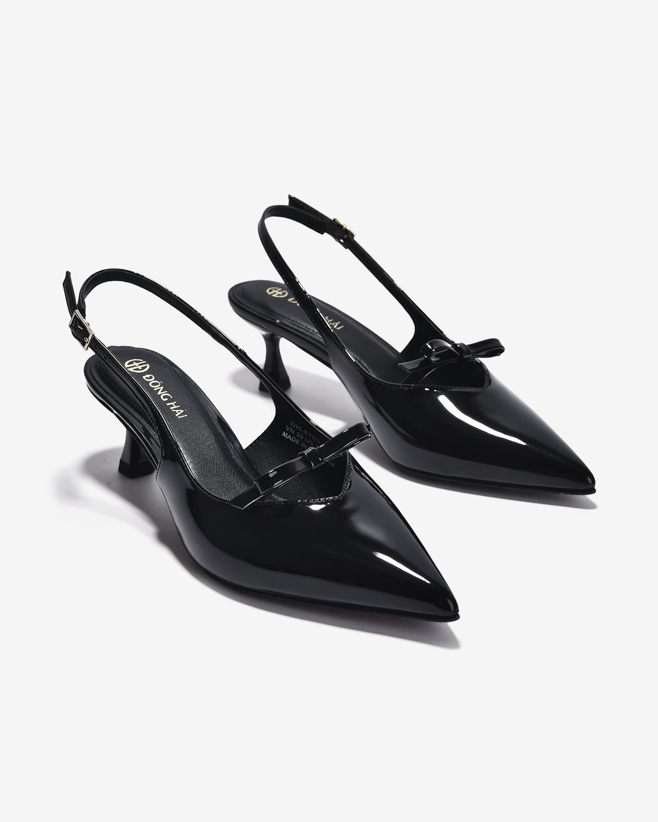 Giày Slingback Cao Gót Đông Hải Da Bóng Sang Trọng-G81S9Đen Bóng Color1