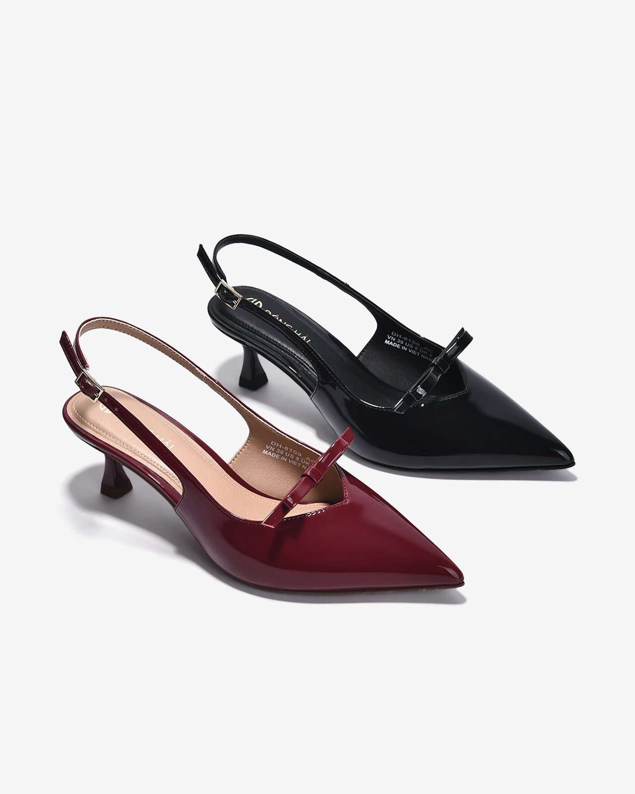 Giày Slingback Cao Gót Đông Hải Da Bóng Sang Trọng-G81S9Đen Bóng Color1