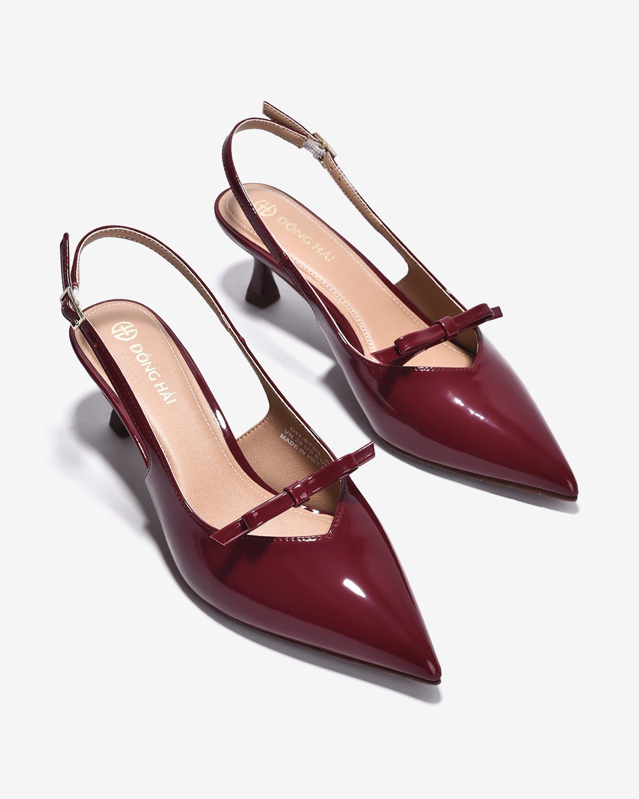 Giày Slingback Cao Gót Đông Hải Da Bóng Sang Trọng-G81S9Đỏ Color1