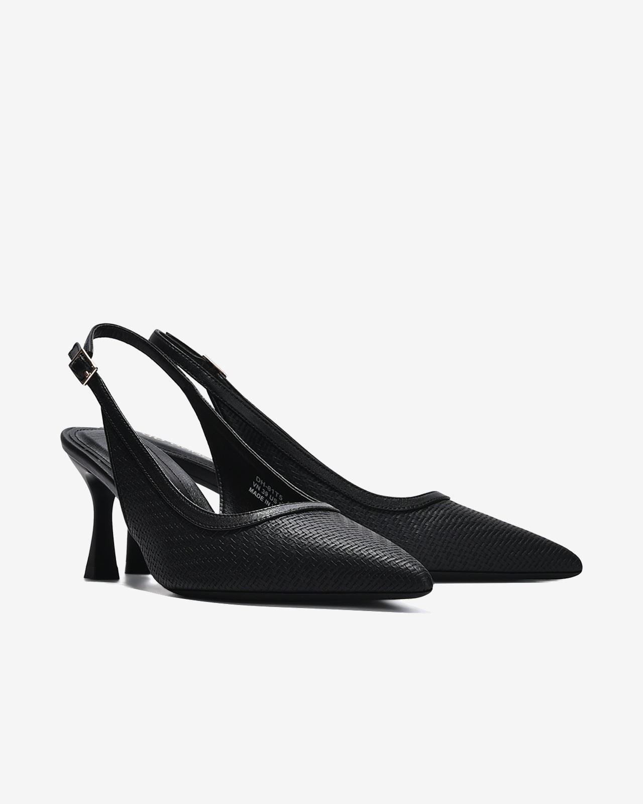Giày Slingback Cao Gót Đông Hải Quai Đan Phối Màu-G81T5Đen Color1