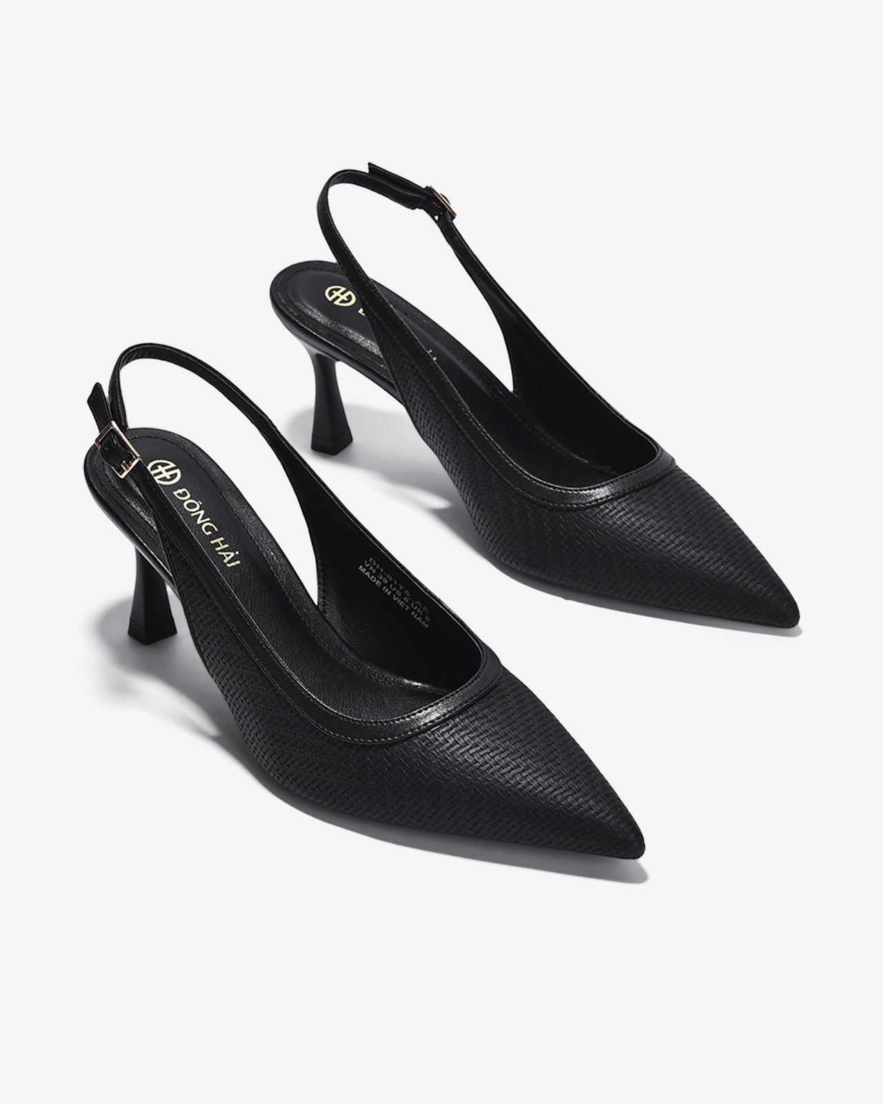 Giày Slingback Cao Gót Đông Hải Quai Đan Phối Màu-G81T5Đen Color1