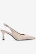Giày Slingback Cao Gót Đông Hải Quai Đan Phối Màu-G81T5-Kem Color1First