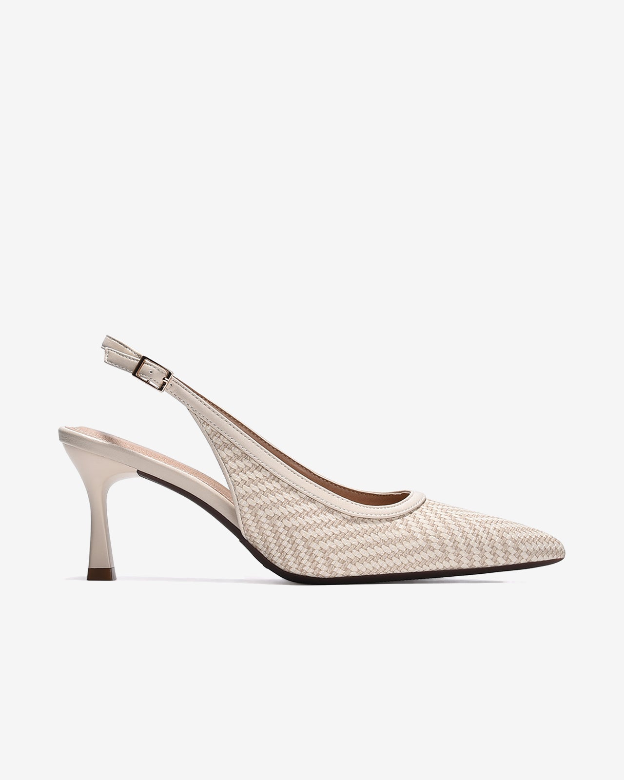 Giày Slingback Cao Gót Đông Hải Quai Đan Phối Màu-G81T5-Kem Color1First