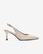 Giày Slingback Cao Gót Đông Hải Quai Đan Phối Màu-G81T5-Kem Color1First