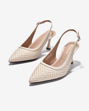 Giày Slingback Cao Gót Đông Hải Quai Đan Phối Màu-G81T5-Kem Color1