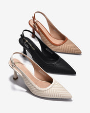 Giày Slingback Cao Gót Đông Hải Quai Đan Phối Màu-G81T5-Kem Color1