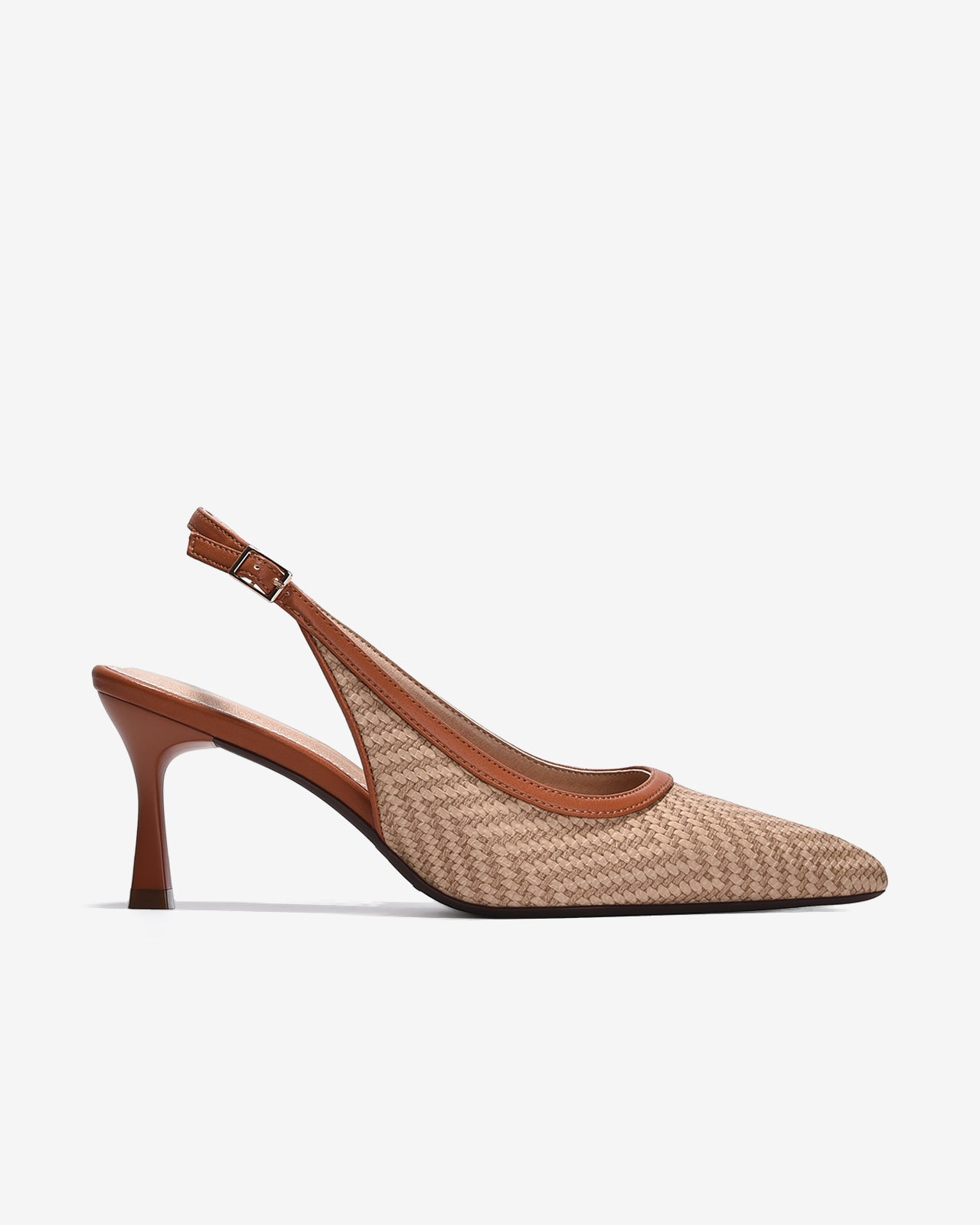 Giày Slingback Cao Gót Đông Hải Quai Đan Phối Màu-G81T5-Nâu Color1First