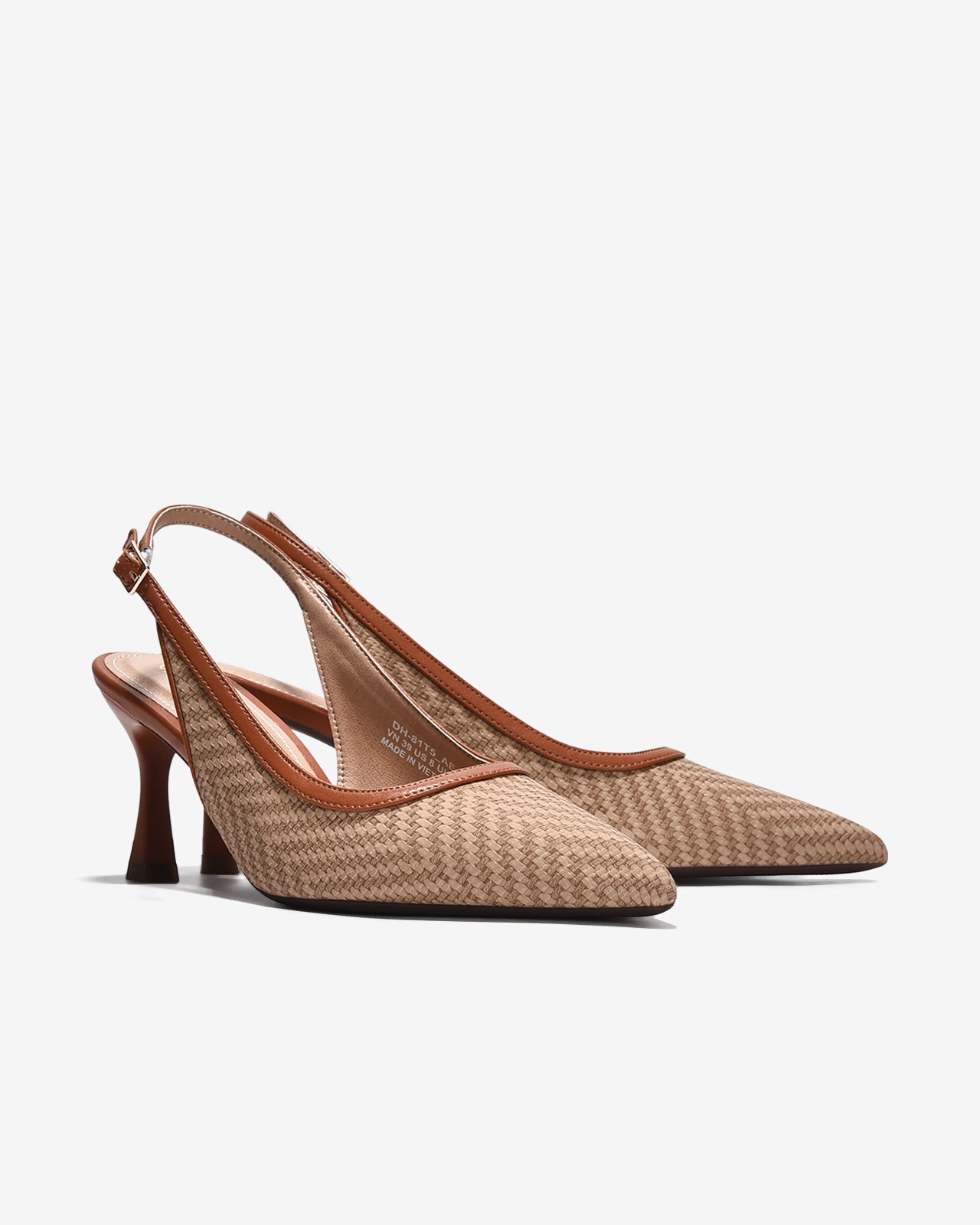 Giày Slingback Cao Gót Đông Hải Quai Đan Phối Màu-G81T5-Nâu Color1