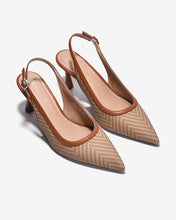 Giày Slingback Cao Gót Đông Hải Quai Đan Phối Màu-G81T5-Nâu Color1