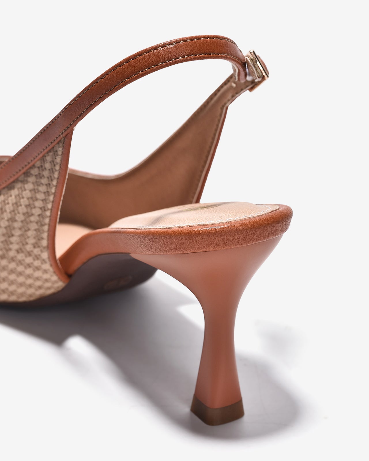 Giày Slingback Cao Gót Đông Hải Quai Đan Phối Màu-G81T5-Nâu Color1