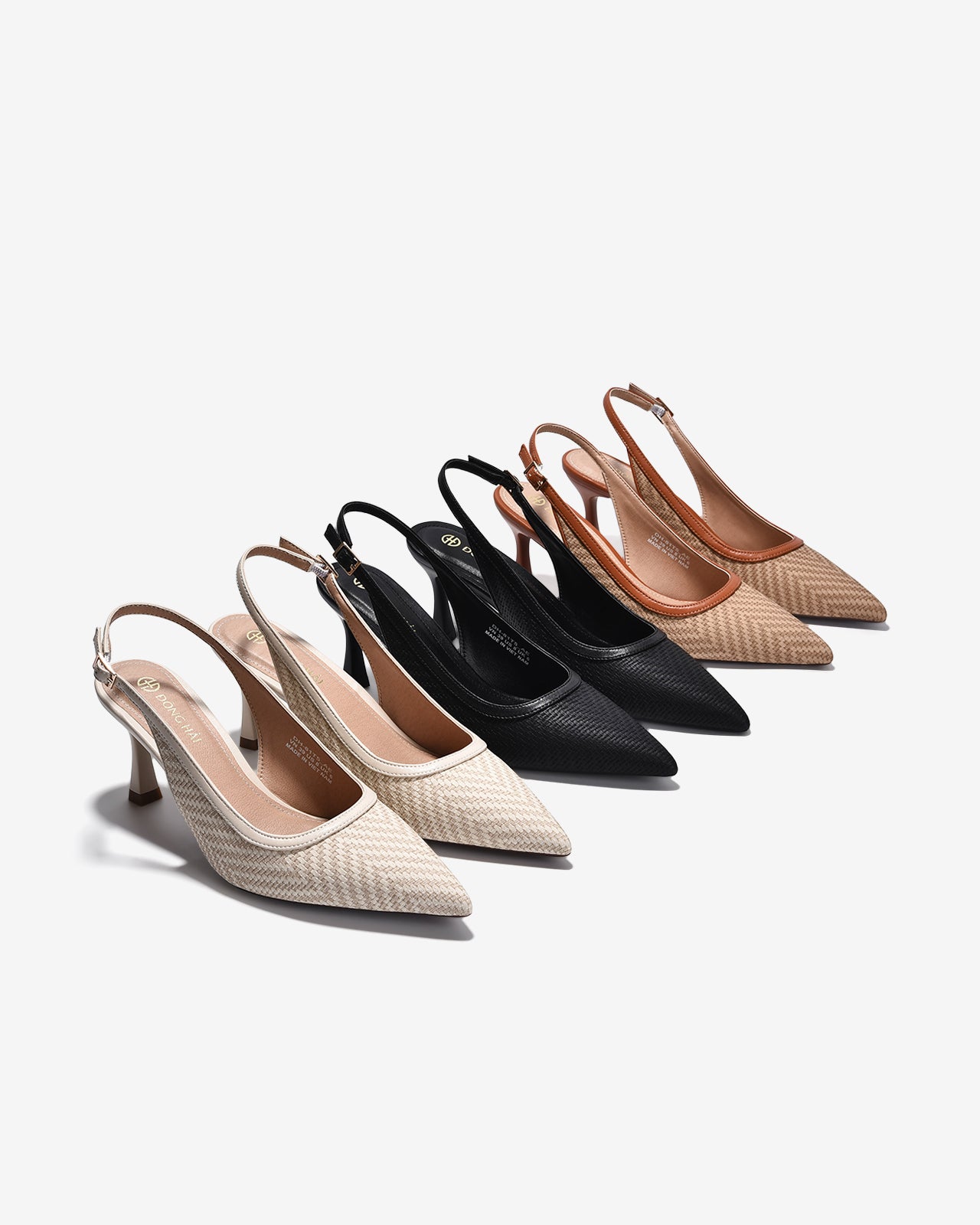 Giày Slingback Cao Gót Đông Hải Quai Đan Phối Màu-G81T5-Nâu Color1