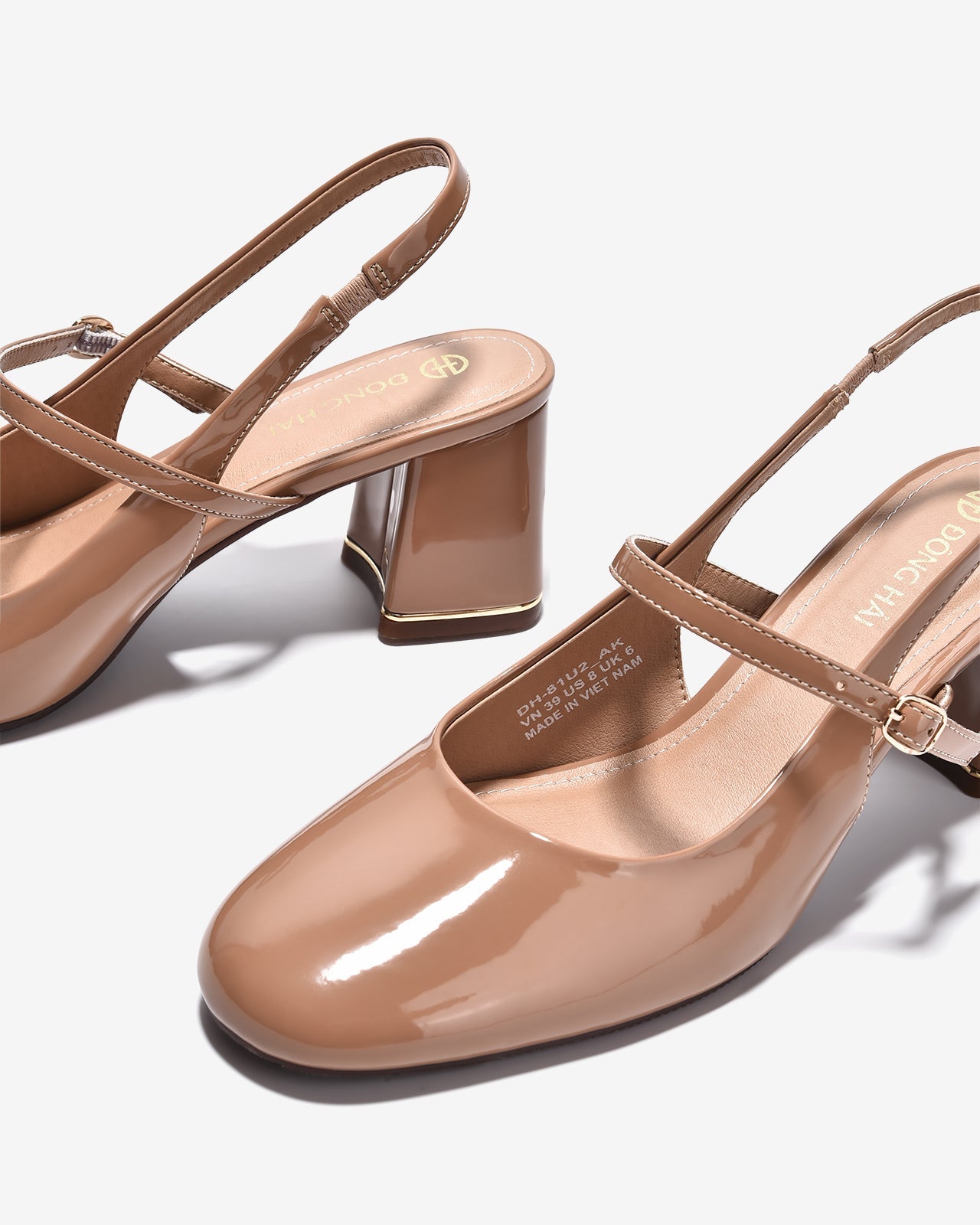 Giày Cao Gót Đông Hải Quai Đôi Đế Vuông-G81U2-Cafe Color1