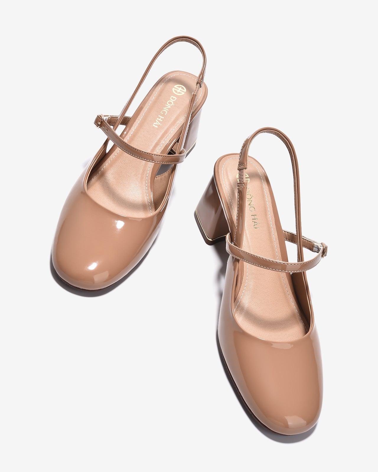 Giày Cao Gót Đông Hải Quai Đôi Đế Vuông-G81U2-Cafe Color1