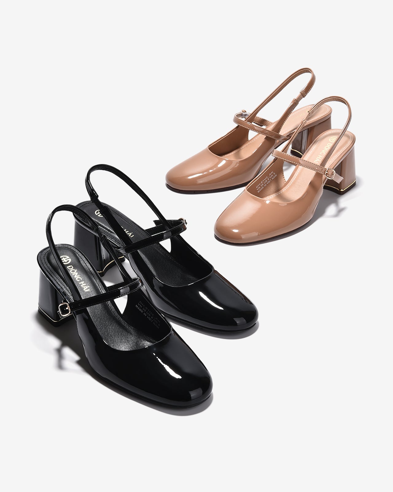 Giày Cao Gót Đông Hải Quai Đôi Đế Vuông-G81U2-Cafe Color1