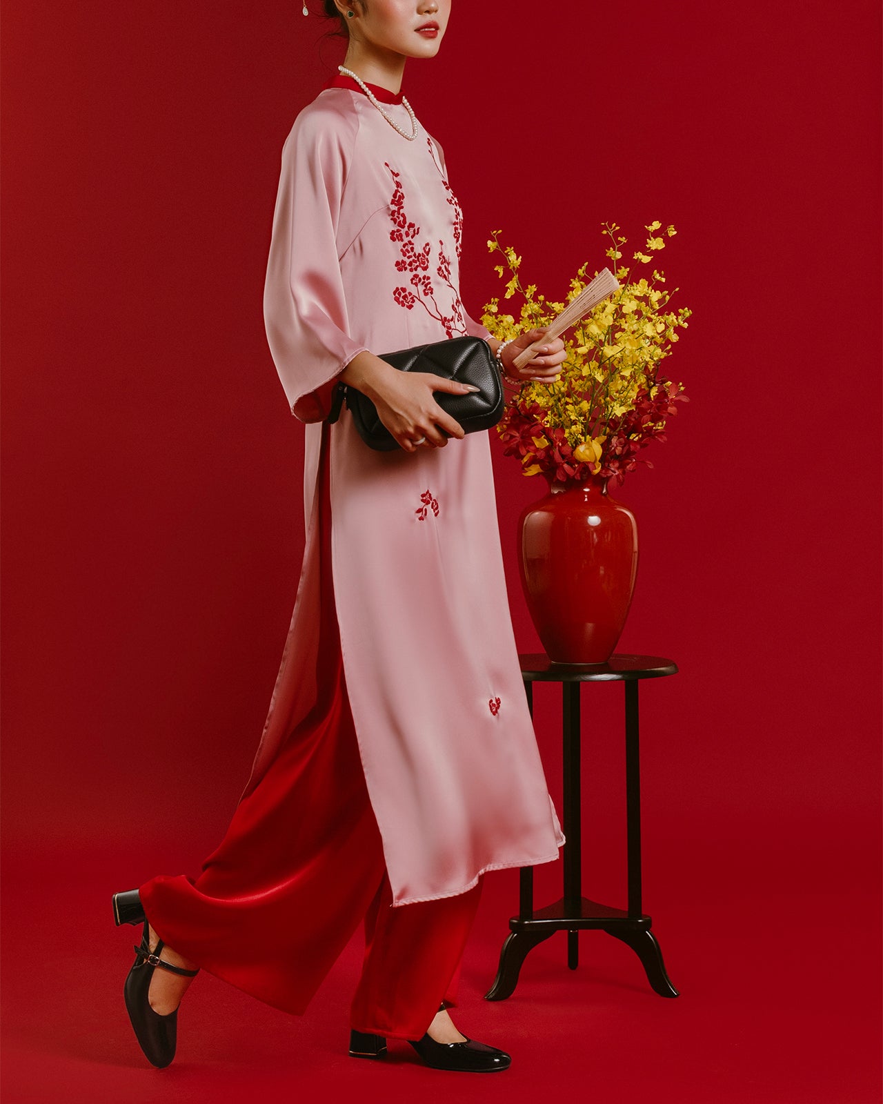 Giày Cao Gót Đông Hải Quai Đôi Đế Vuông-G81U2-Đen Bóng Color1