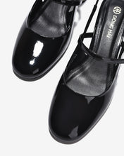 Giày Cao Gót Đông Hải Quai Đôi Đế Vuông-G81U2-Đen Bóng Color1