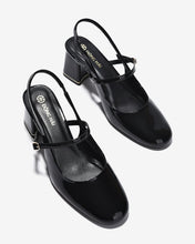 Giày Cao Gót Đông Hải Quai Đôi Đế Vuông-G81U2-Đen Bóng Color1