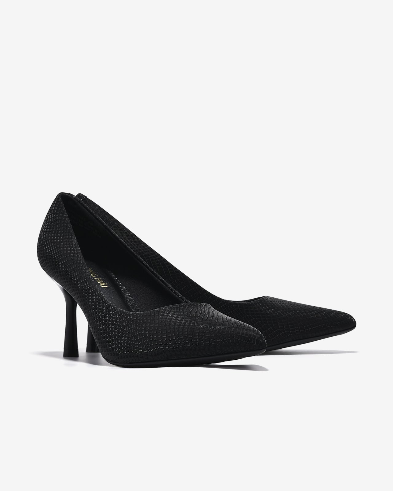 Giày Cao Gót Đông Hải Mũi Nhọn Hoạ Tiết Vân-G81U3-Đen Color1