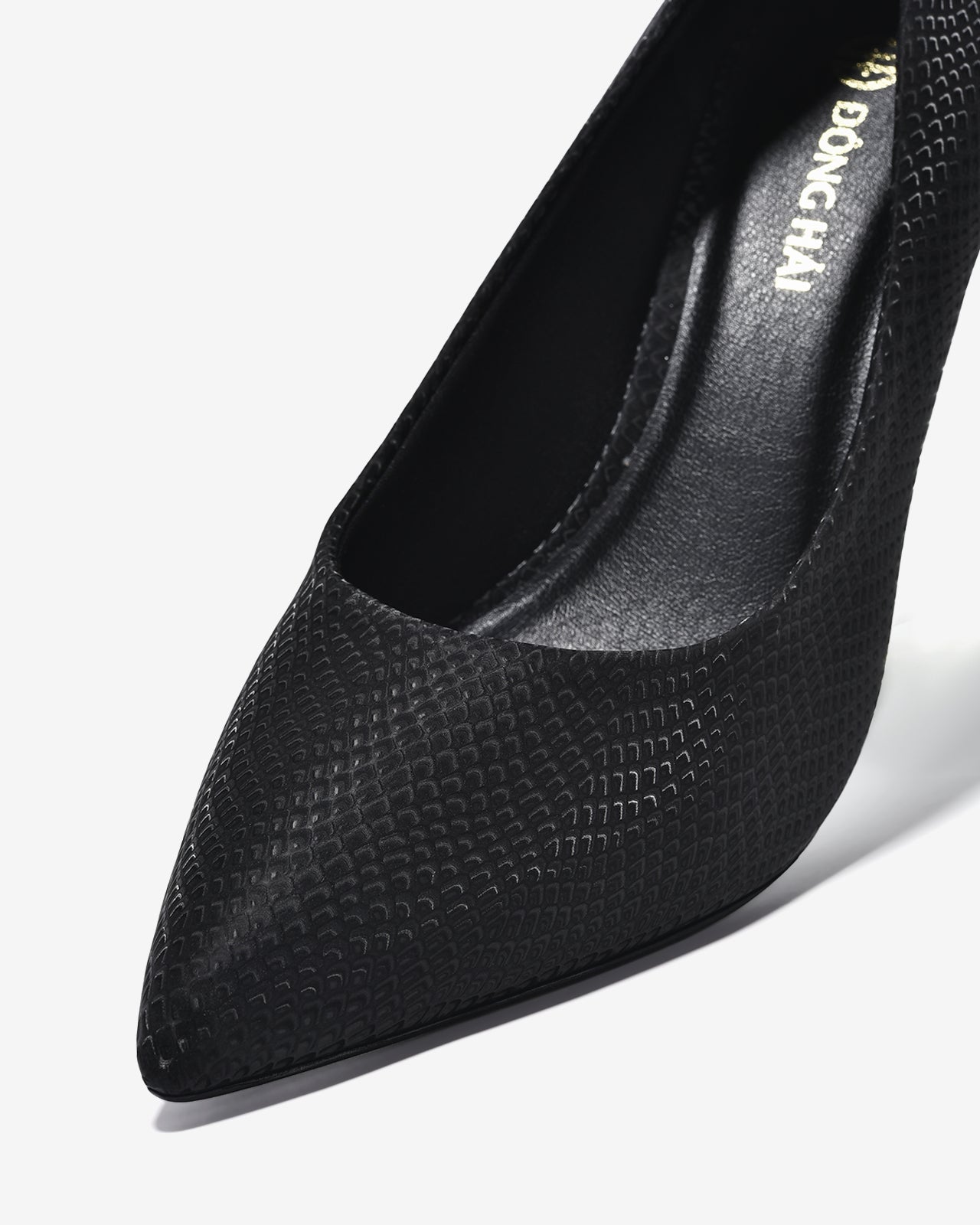 Giày Cao Gót Đông Hải Mũi Nhọn Hoạ Tiết Vân-G81U3Đen Color1