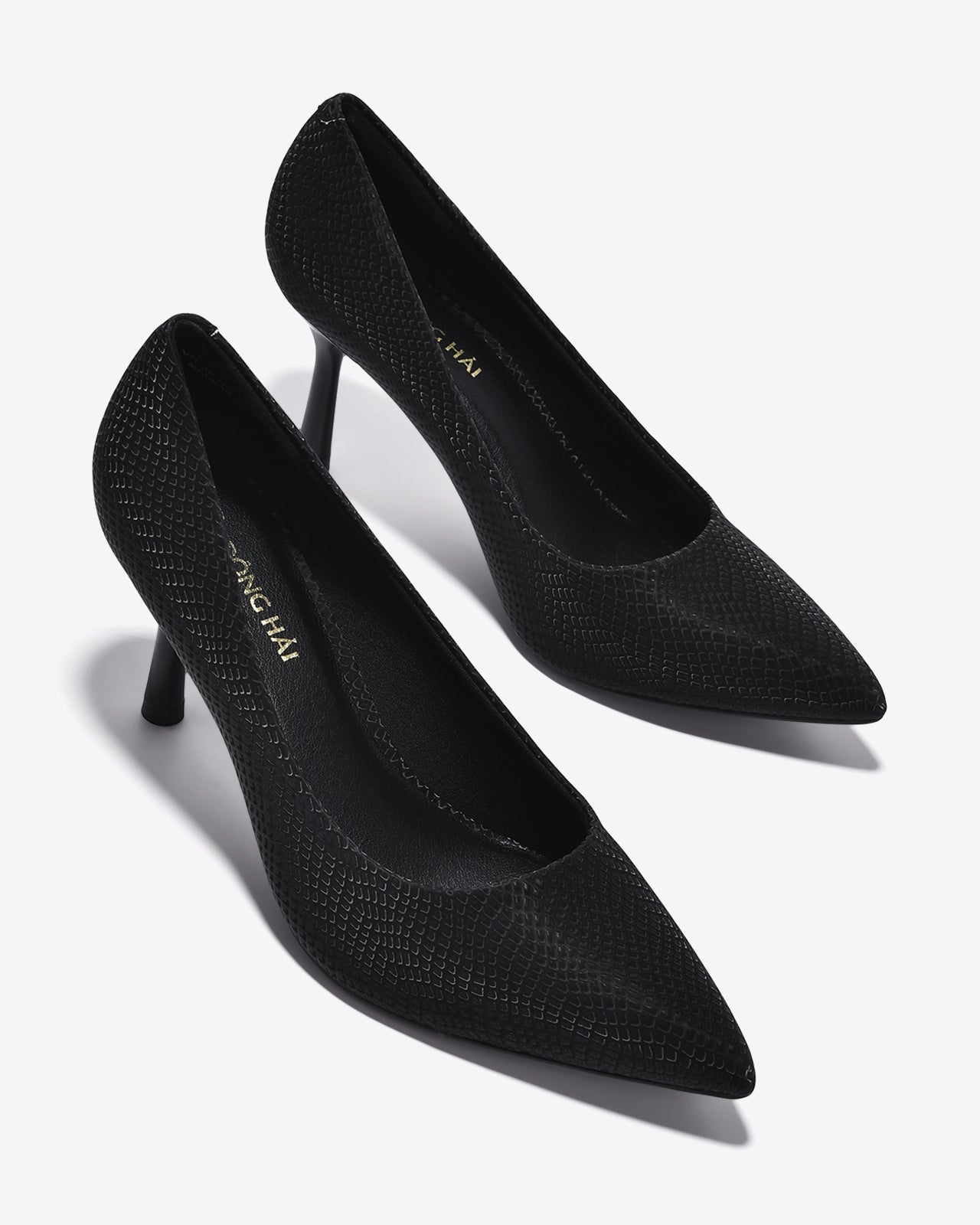 Giày Cao Gót Đông Hải Mũi Nhọn Hoạ Tiết Vân-G81U3Đen Color1