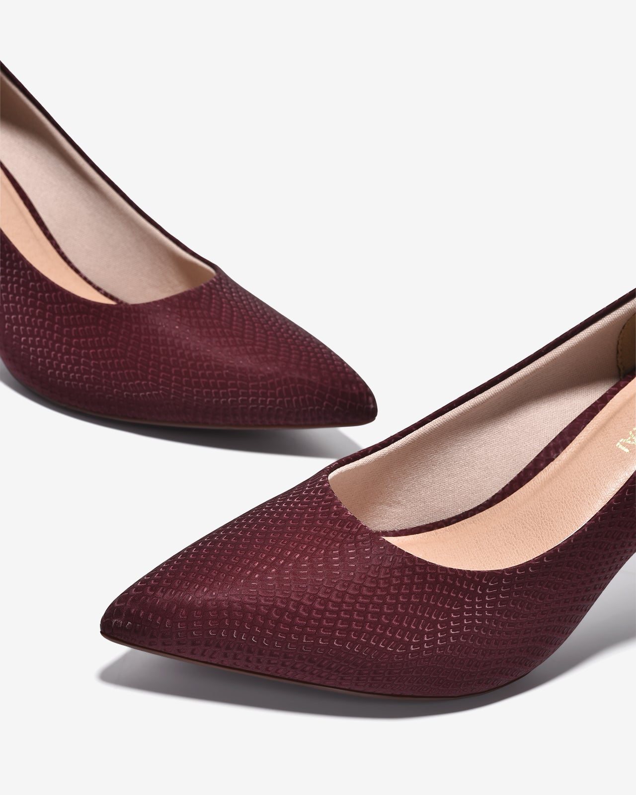 Giày Cao Gót Đông Hải Mũi Nhọn Hoạ Tiết Vân-G81U3-Đỏ Color1