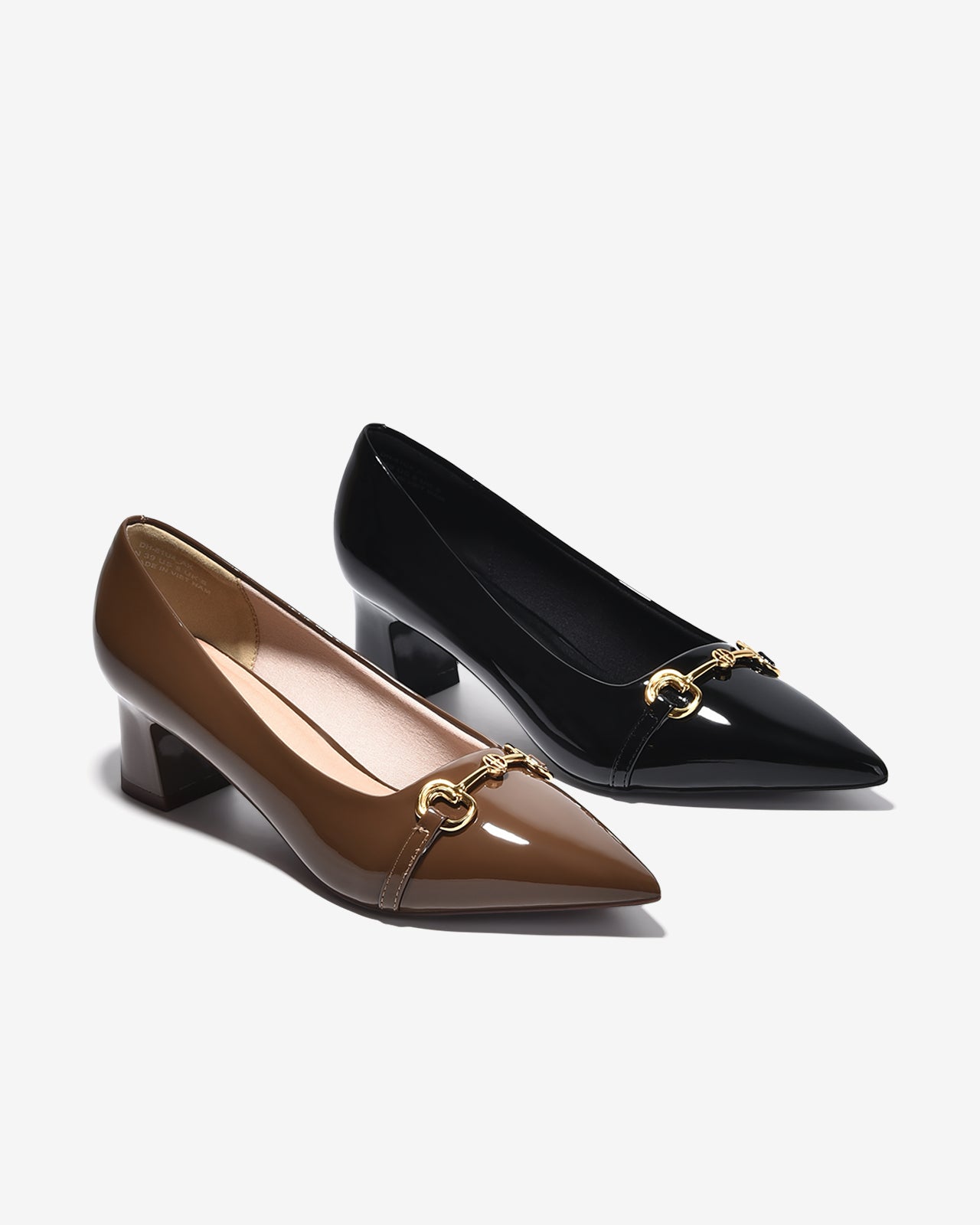 Giày Cao Gót Đông Hải Da Bóng Khóa Cách Điệu-G81U4-Đen Bóng Color1