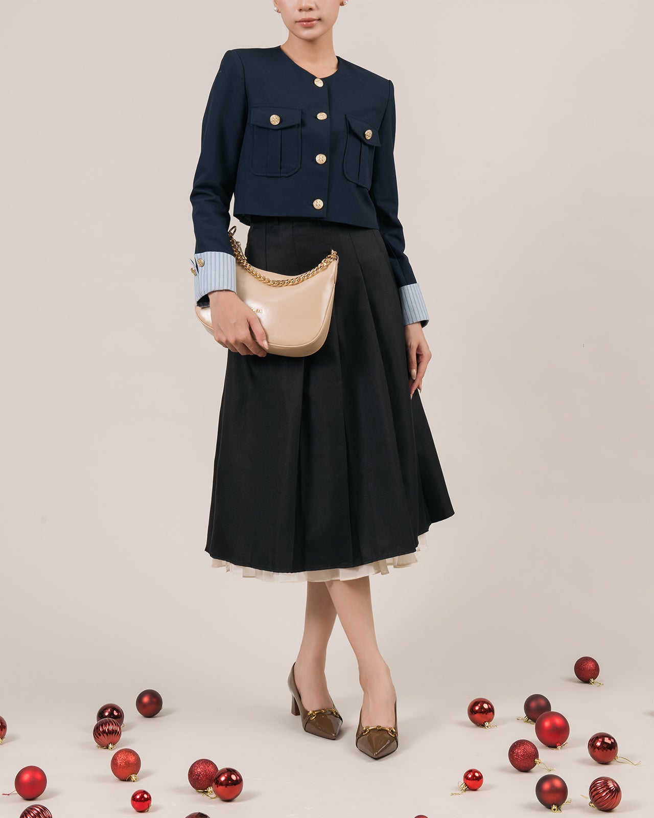 Giày Cao Gót Đông Hải Da Bóng Khóa Cách Điệu-G81U4Nâu Color1