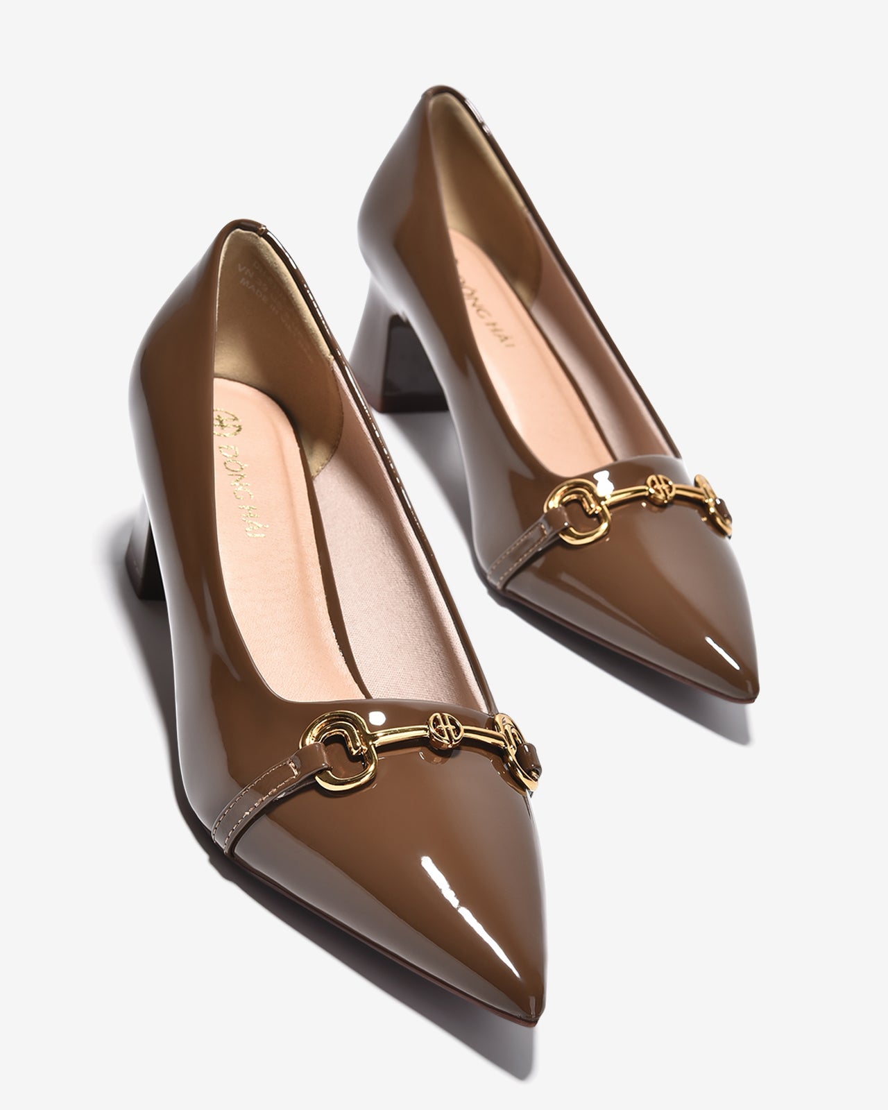 Giày Cao Gót Đông Hải Da Bóng Khóa Cách Điệu-G81U4Nâu Color1