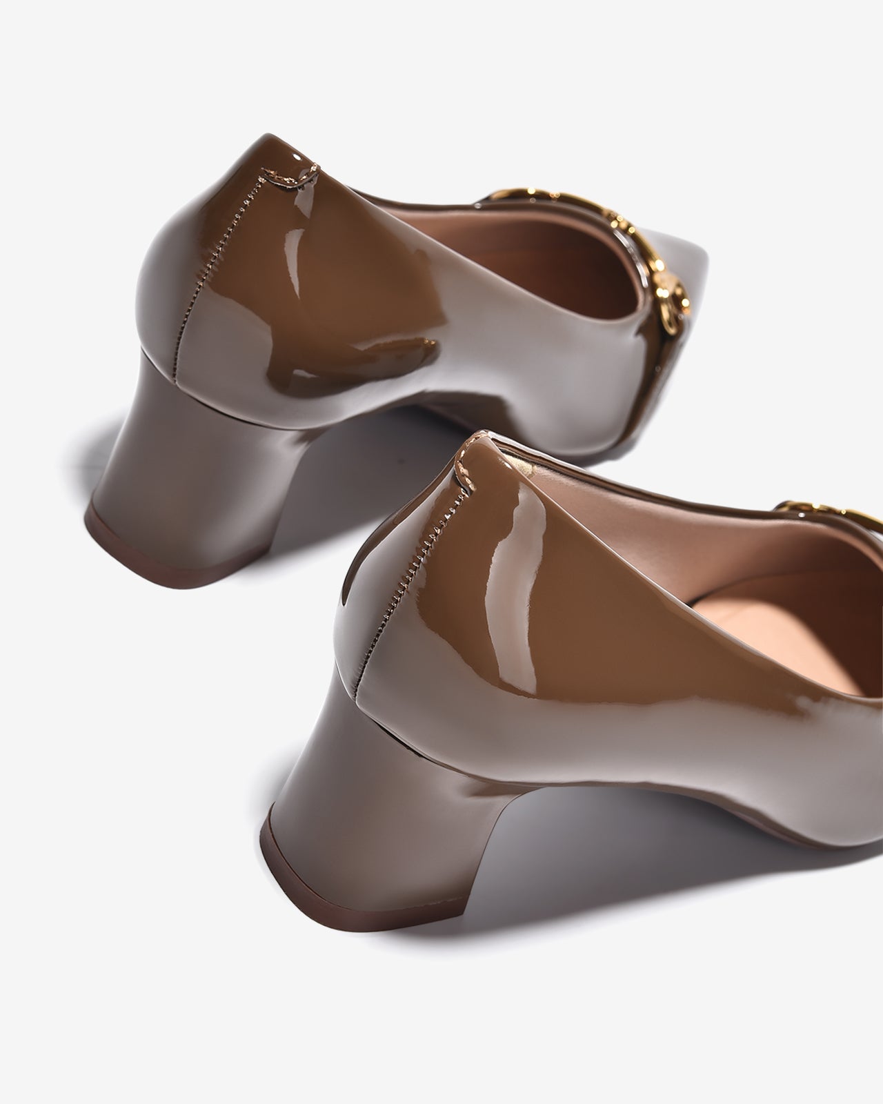 Giày Cao Gót Đông Hải Da Bóng Khóa Cách Điệu-G81U4Nâu Color1