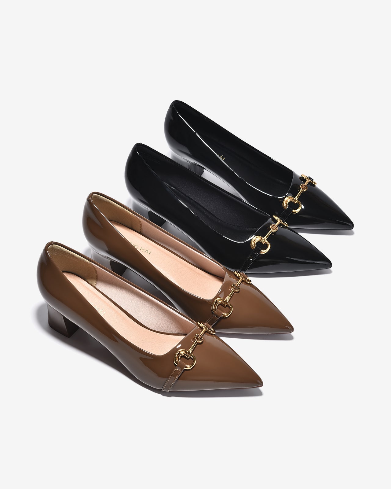 Giày Cao Gót Đông Hải Da Bóng Khóa Cách Điệu-G81U4Nâu Color1