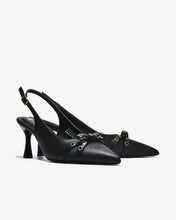 Giày Cao Gót Slingback Đông Hải Đính Nơ Khoen Kim Loại-G81U5-Đen Color1