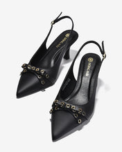 Giày Cao Gót Slingback Đông Hải Đính Nơ Khoen Kim Loại-G81U5-Đen Color1