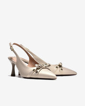 Giày Cao Gót Slingback Đông Hải Đính Nơ Khoen Kim Loại-G81U5Kem Color1