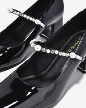 Giày Cao Gót Đông Hải Đế Vuông Quai Đính Đá-G81U7-Đen Bóng Color1