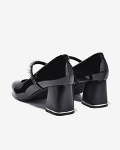 Giày Cao Gót Đông Hải Đế Vuông Quai Đính Đá-G81U7-Đen Bóng Color1