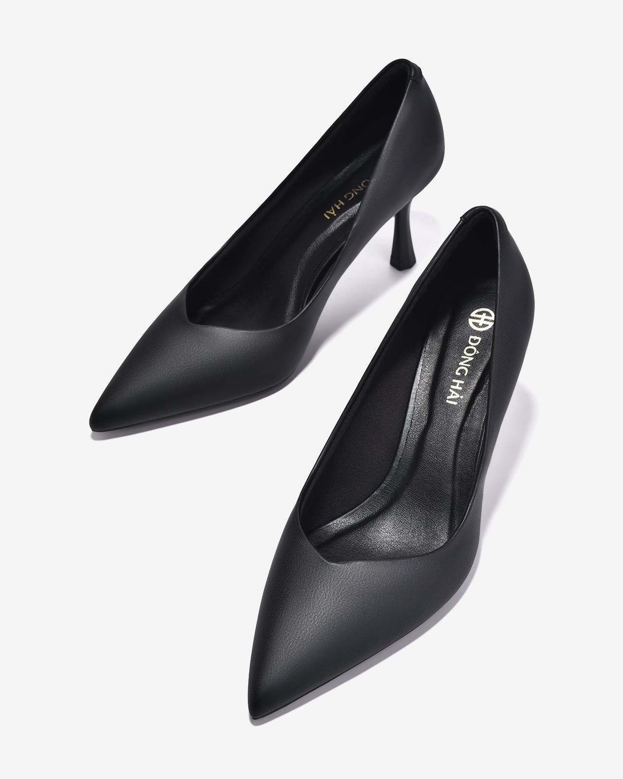 Giày Cao Gót Đông Hải Mũi Nhọn Khoét Tim-G81V2Đen Color1