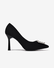 Giày Cao Gót Đông Hải Đế 9cm Khóa Đính Đá-G81V5Đen Color1First