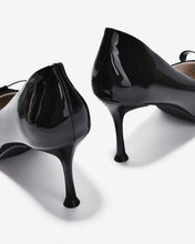 Giày Cao Gót Đông Hải Da Bóng Phối Nơ Đính Logo-G5860-Đen Bóng Color1