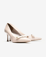 Giày Cao Gót Đông Hải Da Bóng Phối Nơ Đính Logo-G5860-Kem Bóng Color1