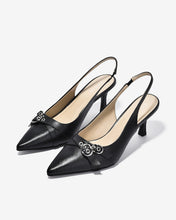 Giày Cao Gót Slingback Zucia Mũi Nhọn Phối Khoá Chéo-GHLL8Đen Color1