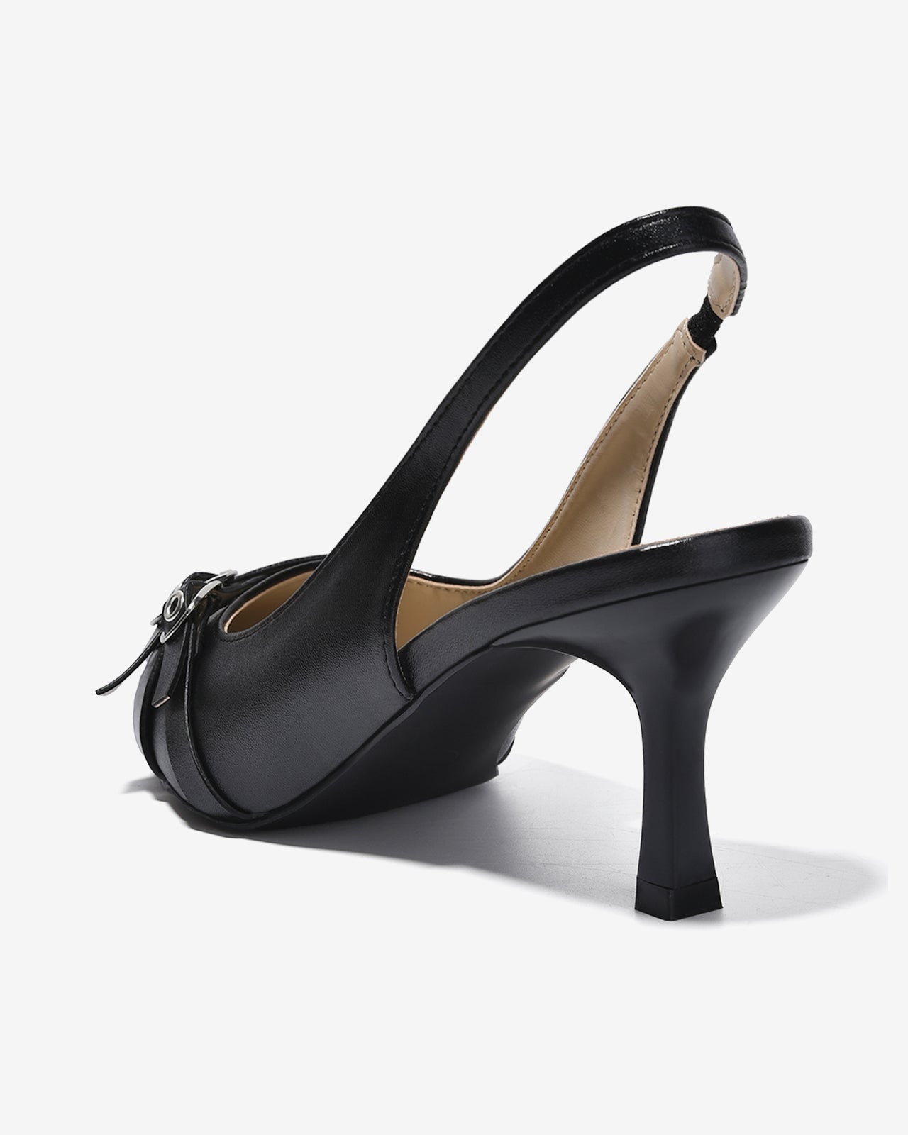 Giày Cao Gót Slingback Zucia Mũi Nhọn Phối Khoá Chéo-GHLL8Đen Color1