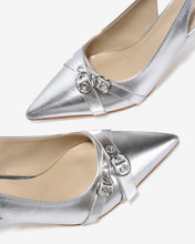 Giày Cao Gót Slingback Zucia Mũi Nhọn Phối Khoá Chéo-GHLL8Xám Color1