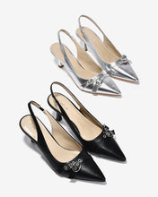 Giày Cao Gót Slingback Zucia Mũi Nhọn Phối Khoá Chéo-GHLL8Xám Color1