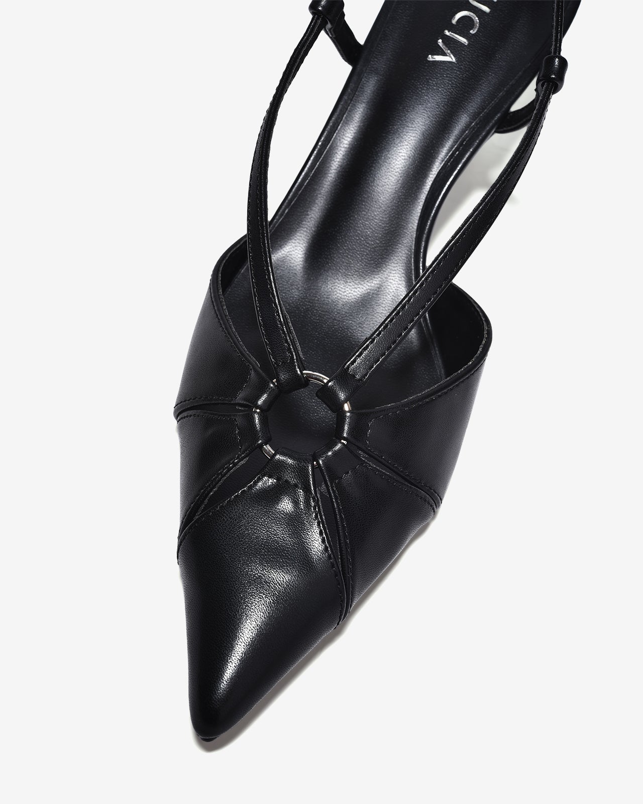 Giày Cao Gót Zucia Gót Nhọn 7cm Quai Cách Điệu-GHLO6Đen Color1
