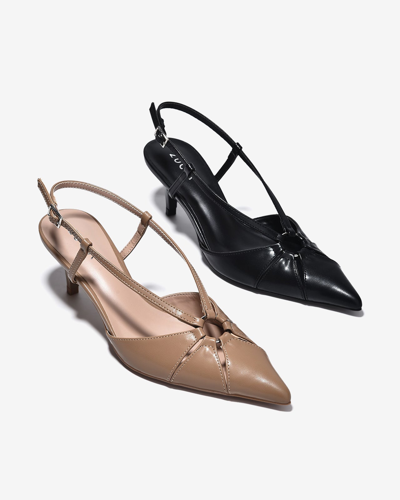 Giày Cao Gót Zucia Gót Nhọn 7cm Quai Cách Điệu-GHLO6Đen Color1
