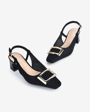 Giày Cao Gót Slingback Zucia Khóa Mạ Vàng-GTH72-Đen Color1