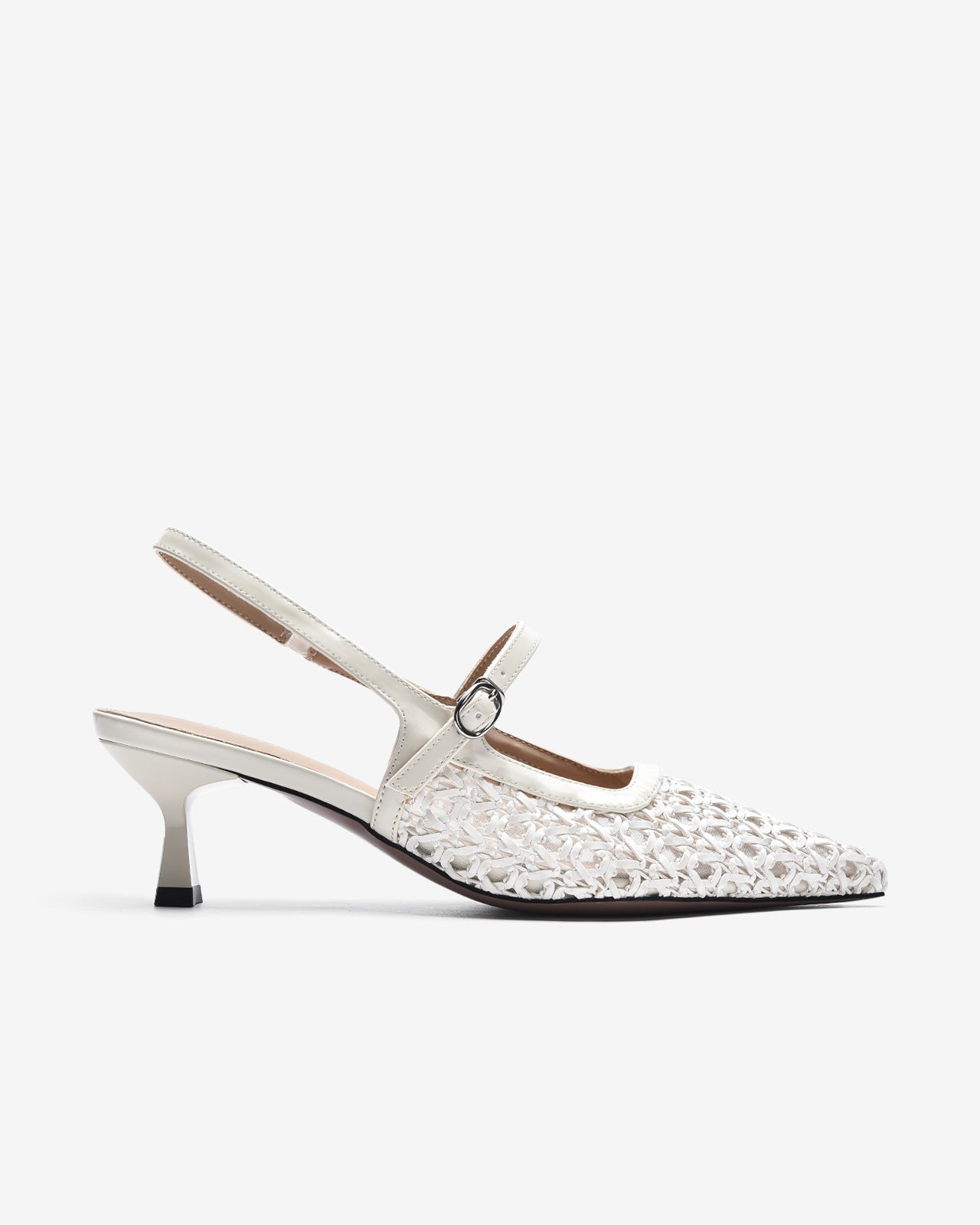 Giày Slingback Cao Gót Zucia Đan Lưới-GTH88-Trắng Color1First