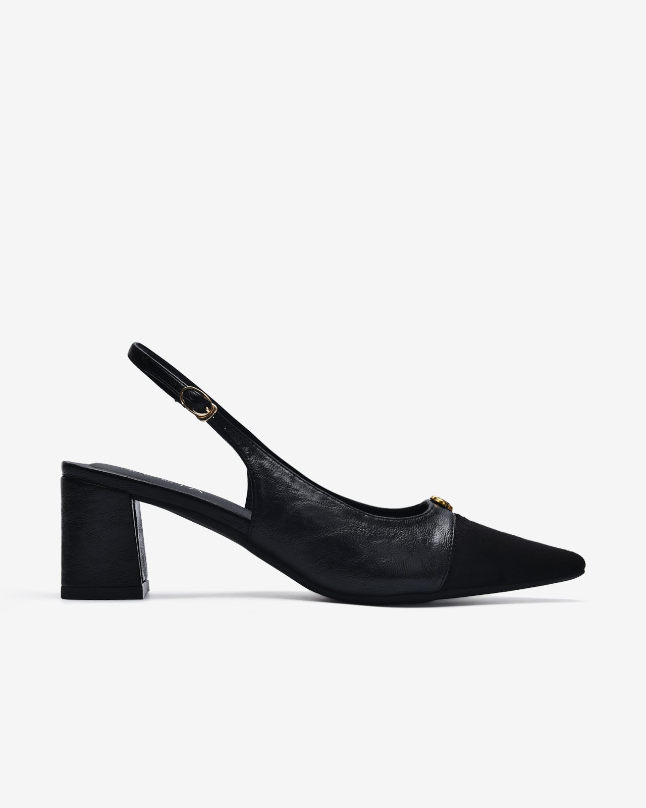 Giày Slingback Cao Gót Zucia Da Phối Đế 7CM-GTH89Đen Color1First
