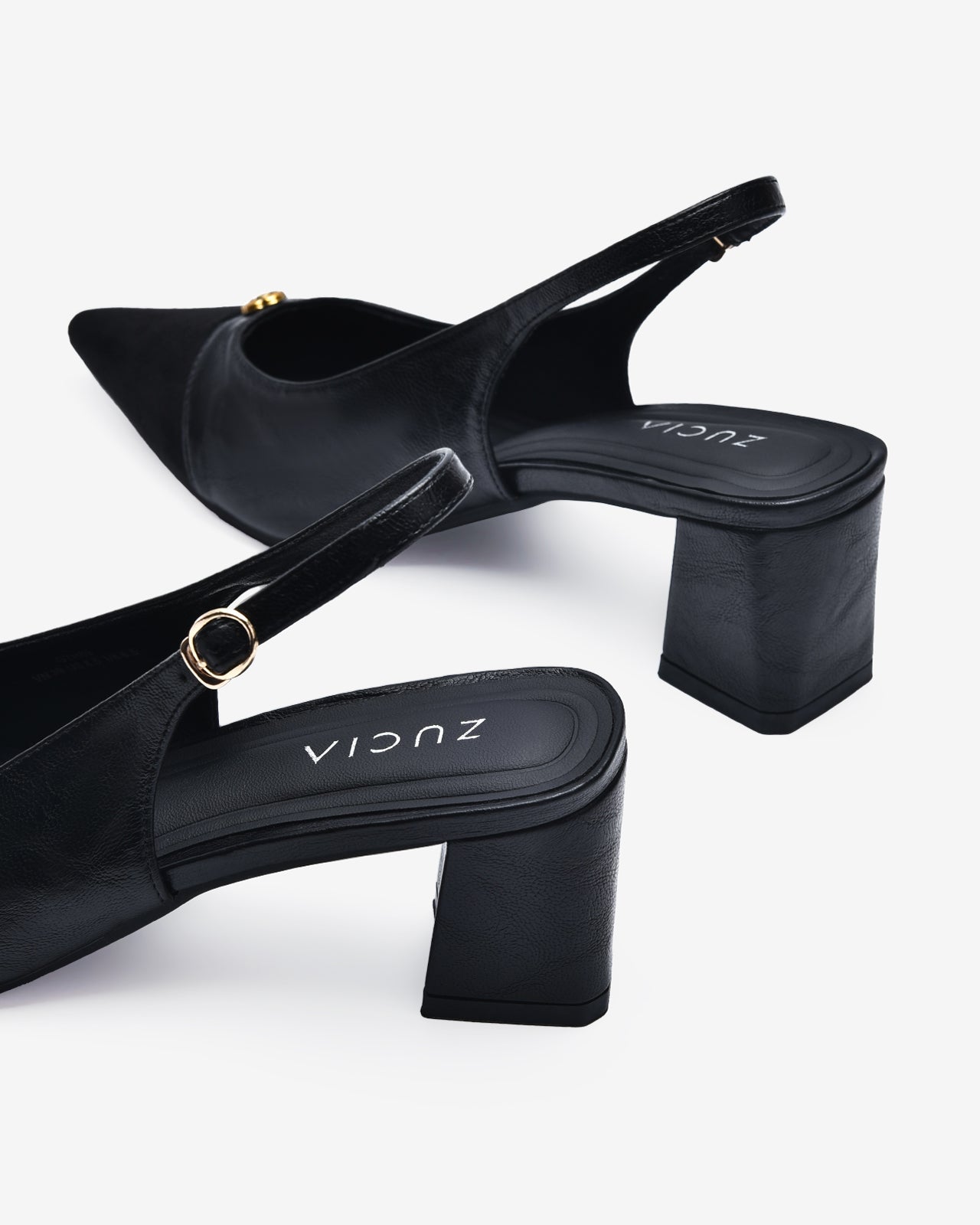 Giày Slingback Cao Gót Zucia Da Phối Đế 7CM-GTH89Đen Color1